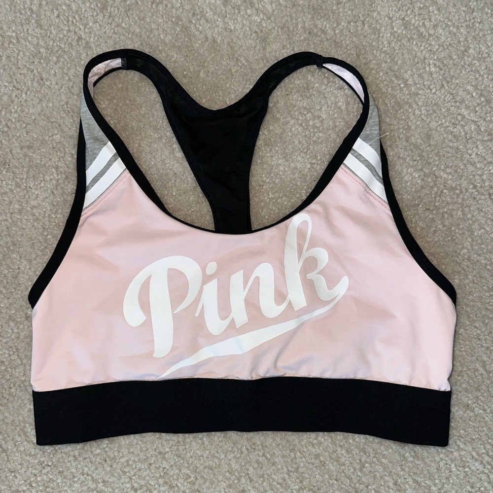 PINK Victoria's Secret Sports Bra Pink and Black Racerback